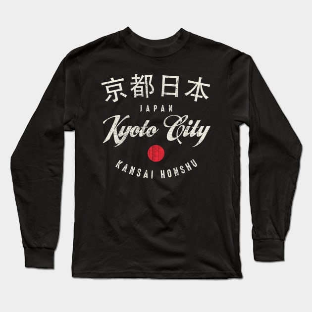 Kyoto City Japan Vintage Long Sleeve T-Shirt by Designkix